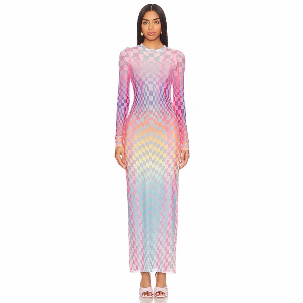 AFRM Didi Ombré Grid Maxi Dress